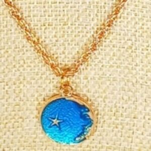 Gold Coin Medallion Necklace Whimsygoth Galaxycore Mod 1960s Spacecore Celestial